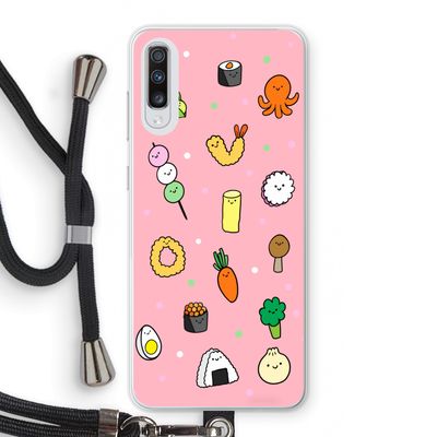 Happy bento friends: Samsung Galaxy A70 Transparant Hoesje met koord