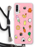 Happy bento friends: Samsung Galaxy A70 Transparant Hoesje met koord