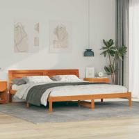 Bedframe met hoofdeinde Bruin 200 x 200 cm Massief grenenhout