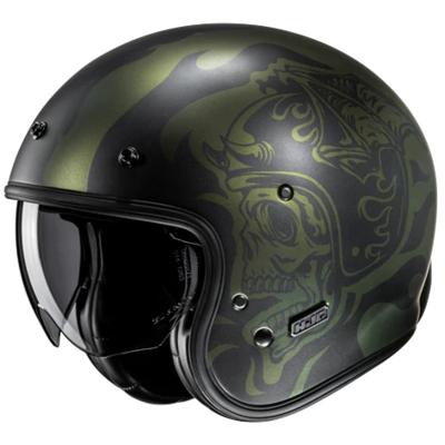 HJC V31 Flame, Jethelm of scooter helm, Mat zwart Groen