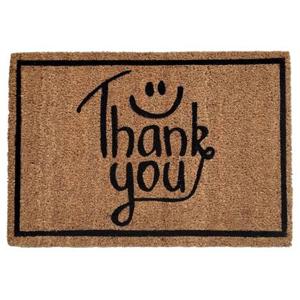 SVJ Deurmat &apos;&apos;Thank You&apos;&apos; - 60 x 40 cm - Kokos - Bruin