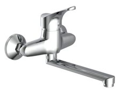 ATTICA ééngreepsmengkraan keuken, wandmontage, chroom draaibare uitloop, lengte: ca. 20 cm lengte uitloop (voorsprong): ca. 27 cm keramische schijven geluidsarme, verwisselbare 40 mm-cartouche