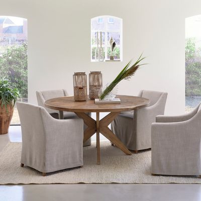 Rivièra Maison Ronde Eettafel 'Portland' Eikenhout, 150 cm, kleur Bruin