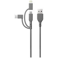 GP USB-laadkabel USB 2.0 USB-A stekker, Apple Lightning stekker, USB-micro-B stekker, USB-C stekker 1.00 m Grijs GPCBCY1NGYUSB313