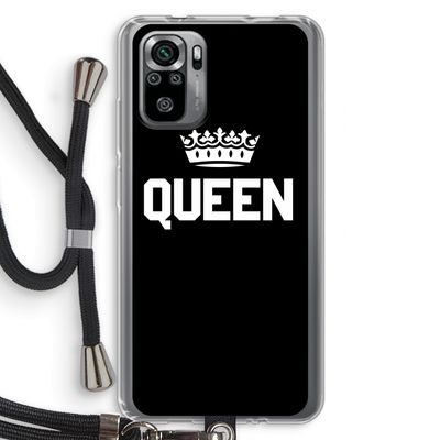 Queen zwart: Xiaomi Redmi Note 10S Transparant Hoesje met koord