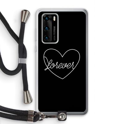 Forever heart black: Huawei P40 Transparant Hoesje met koord
