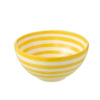 J-Line Bowl Granada Stripes High Ceramic White|Yellow Large