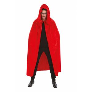 Halloween Dracula cape - voor volwassenen - rood - fluweel - L182 cm One size  -