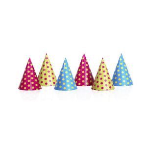 Feesthoedjes van karton met stippen - 12x stuks - 16 cm - verjaardag punthoedjes