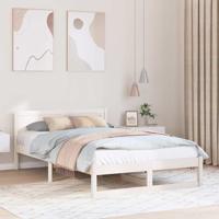 Bedframe met hoofdeinde Wit 135 x 190 cm Massief grenenhout