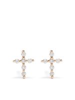 Djula boucles d'oreilles Big Cross en or rose 18ct ornées de diamants - thumbnail