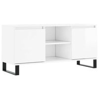 The Living Store TV-meubel - hoogglans wit - 104 x 35 x 50 cm - bewerkt hout en ijzer - thumbnail