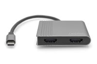 Digitus DA-70828 HDMI / USB-C Adapter [1x USB-C - 2x HDMI-bus] Zwart Afgeschermd, Rond 0.18 m - thumbnail