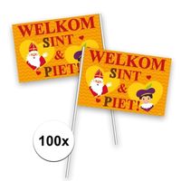 100x Welkom Sint en Piet zwaaivlaggetje