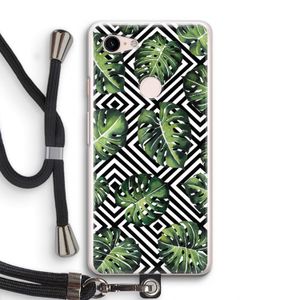 Geometrische jungle: Pixel 3 Transparant Hoesje met koord