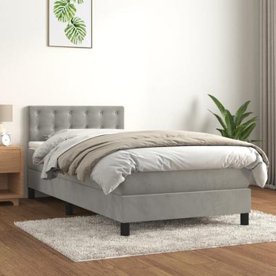 Boxspring met matras fluweel lichtgrijs 90x190 cm
