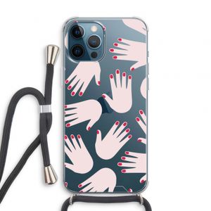 Hands pink: iPhone 12 Pro Transparant Hoesje met koord