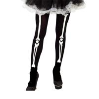 Halloween/horror skelet panty - verkleed panty - met botten - zwart - volwassenen