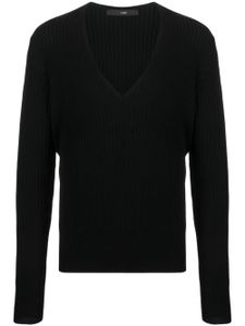 SAPIO pull en laine vierge à col v - Noir