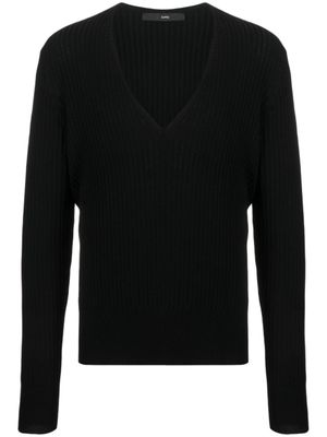 SAPIO pull en laine vierge à col v - Noir