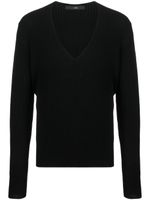 SAPIO V-neck virgin wool jumper - Noir - thumbnail