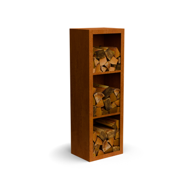 Egura cortenstaal Houtopslag 3 vakken met achterwand L50 x B38,5 x H150 cm - Geroba