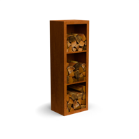 Egura cortenstaal Houtopslag 3 vakken met achterwand L50 x B38,5 x H150 cm - Geroba