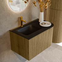 Badmeubel Mondiaz Kurve | 75 cm | Meubelkleur Dusk | Wastafelkleur Urban | Solid surface | Wasbak links zijde spoelbak | 1 kraangat