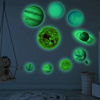 E muur 2 sets planeet zonnestelsel fluorescerende muur stickers kamer slaapkamer lichtgevende muur stickers (klein formaat)