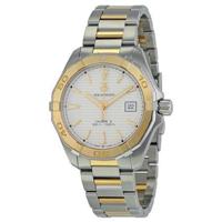 Tag Heuer Aquaracer automatisch wit wijzerplaatstaal en 18kt geelgoud herenhorloge WAY2151.BD0912