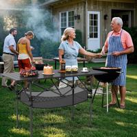 Opvouwbare Campingtafel met Oprolbaar Aluminium Tafelblad en Netmand Vouwtafel Zwart