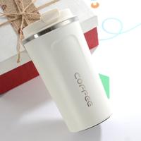 Dubbele RVS 304 koffie mok auto Thermos mok reizen Thermo Cup 380ml (wit)