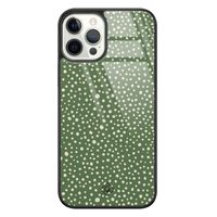 iPhone 12 Pro glazen hardcase - Green dots
