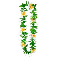 Hawaii krans/slinger - Tropische kleuren mix groen/wit - Bloemen hals slingers - thumbnail
