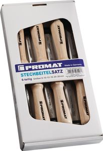 Promat Steekbeitelset | 6,10,12,16,20,26 mm | heft van wit beukenhout Ulm vorm | 6-delig | doos - 4000815305 4000815305