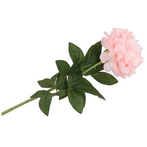 Kunstbloem pioenroos - licht roze - zijde - 71 cm - kunststof steel - decoratie bloemen