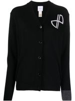 Patou cardigan boutonnée à logo en intarsia - Noir