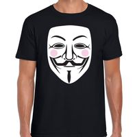 Zwart t-shirt met Vendetta / anonymous bedrukking voor heren 2XL  -