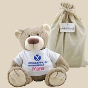 Knuffel Bear Bella babycadeau met logo en naam