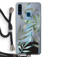Tropical watercolor leaves: Samsung Galaxy A20s Transparant Hoesje met koord