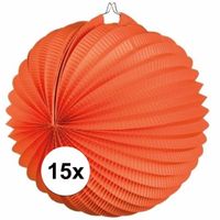 15x Oranje lampionnen bolvormig   - - thumbnail