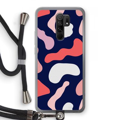 Memphis Shapes Pink: Xiaomi Redmi 9 Transparant Hoesje met koord