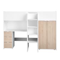 Leen Bakker - Halfhoogslaper Tristan - /eiken - 90x200 Cm - Spaanplaat - Wit
