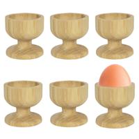 Eierdopjes bamboe hout - 8x - blanco - 5 x 5 cm - ontbijt/brunch servies