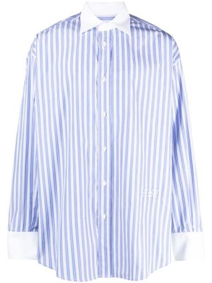 MM6 Maison Margiela chemise rayée à logo brodé - Bleu