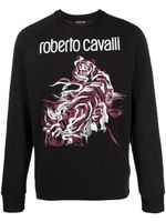 Roberto Cavalli sweat imprimé à col rond - Noir