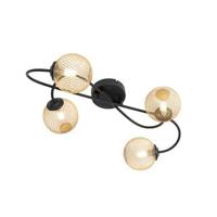 QAZQA Moderne plafondlamp zwart met goud 4-lichts - Athens Wire - thumbnail