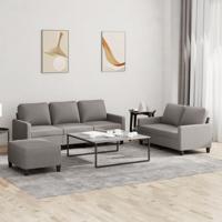 3-delige Loungeset met kussens stof taupe