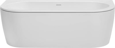 Saqu Line half vrijstaand bad 2-persoons back-to-wall 180x81,5cm glans wit acryl incl. afvoerplug wit