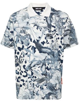 Just Cavalli polo en coton à fleurs - Bleu
